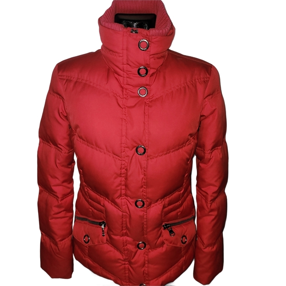Esprit Women's Red Down Quilted Puffer Winter Jacket Size S